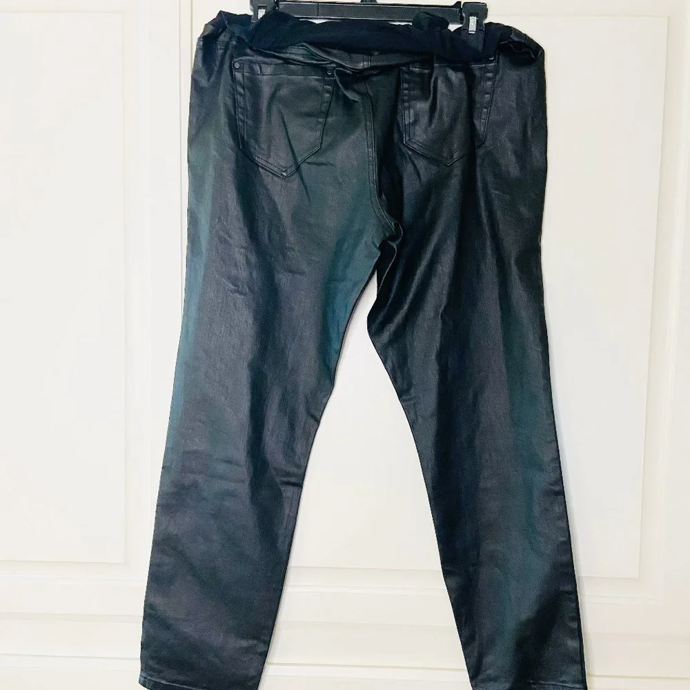 Motherhood Maternity Indigo Blue Coated Skinny Leg Ankle Jeans Black Med… - Picture 5 of 10